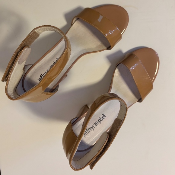Jeffrey Campbell Lindsay Open Ankle Strap Heeled Sandals Tan Caramel US Size 7 - Picture 2 of 4